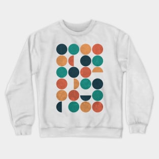 Mid Century Modern Abstract Circles Teal, Orange, Yellow Crewneck Sweatshirt